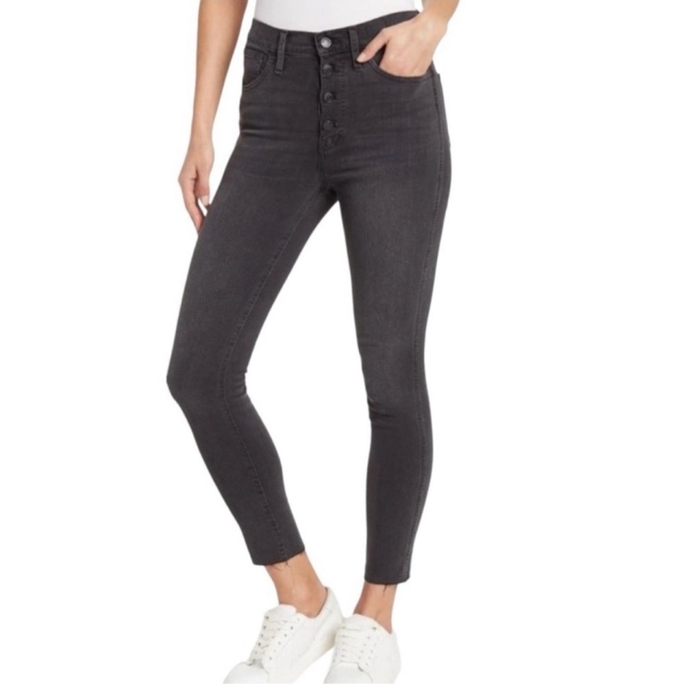 Madewell 10" High-Rise Skinny Jeans - Faded Black - Button Fly